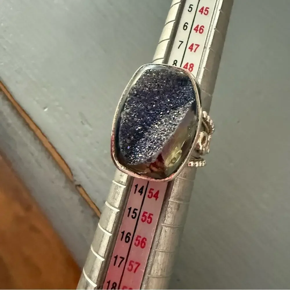 PJC Druzy Stone 925 Sterling Silver Ring Size 6